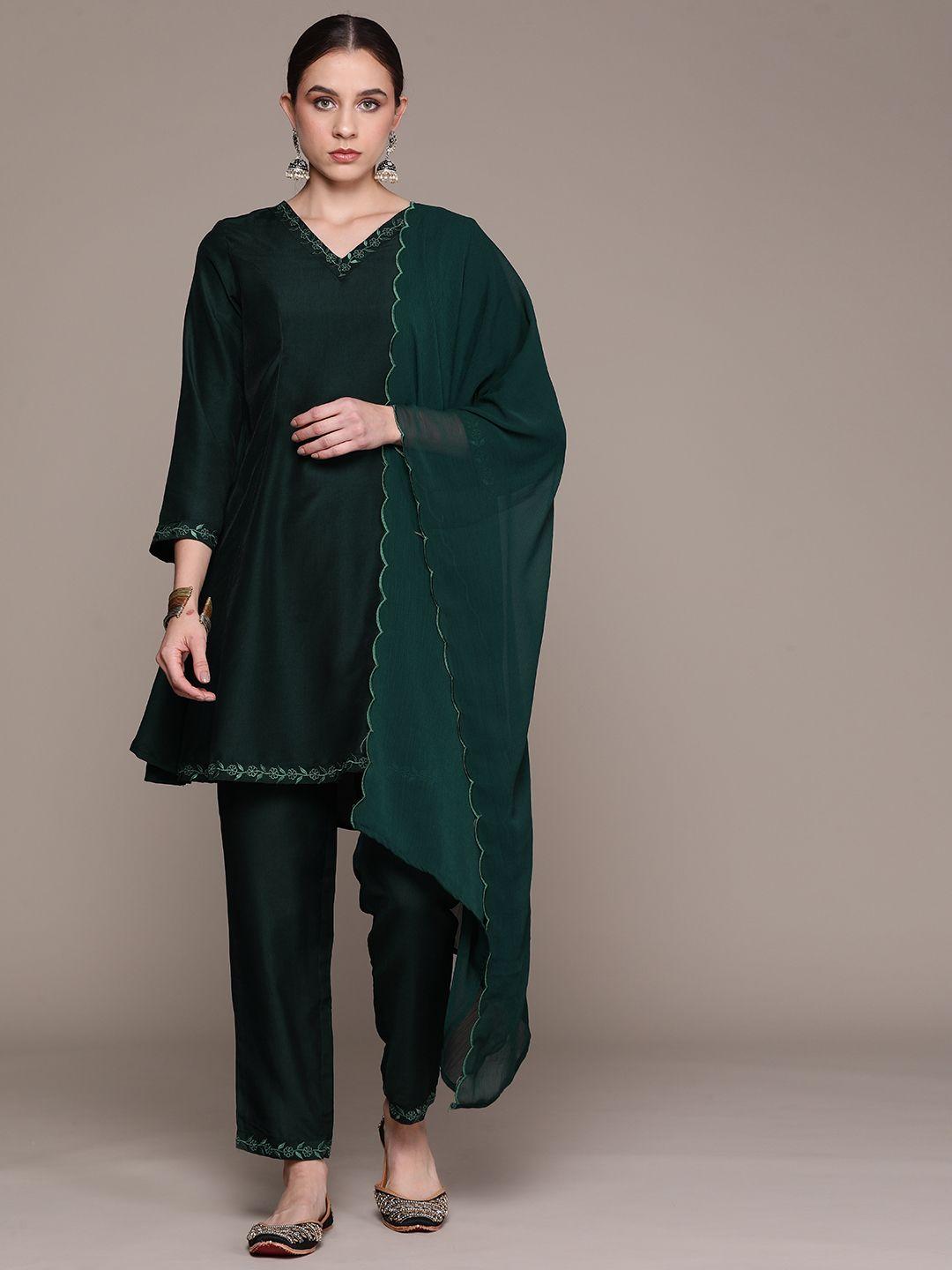 moda rapido a-line kurti with trousers & dupatta