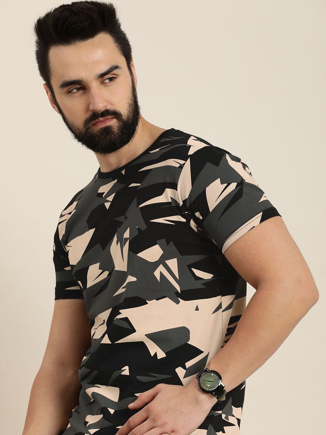 moda rapido abstract print knitted pure cotton t-shirt