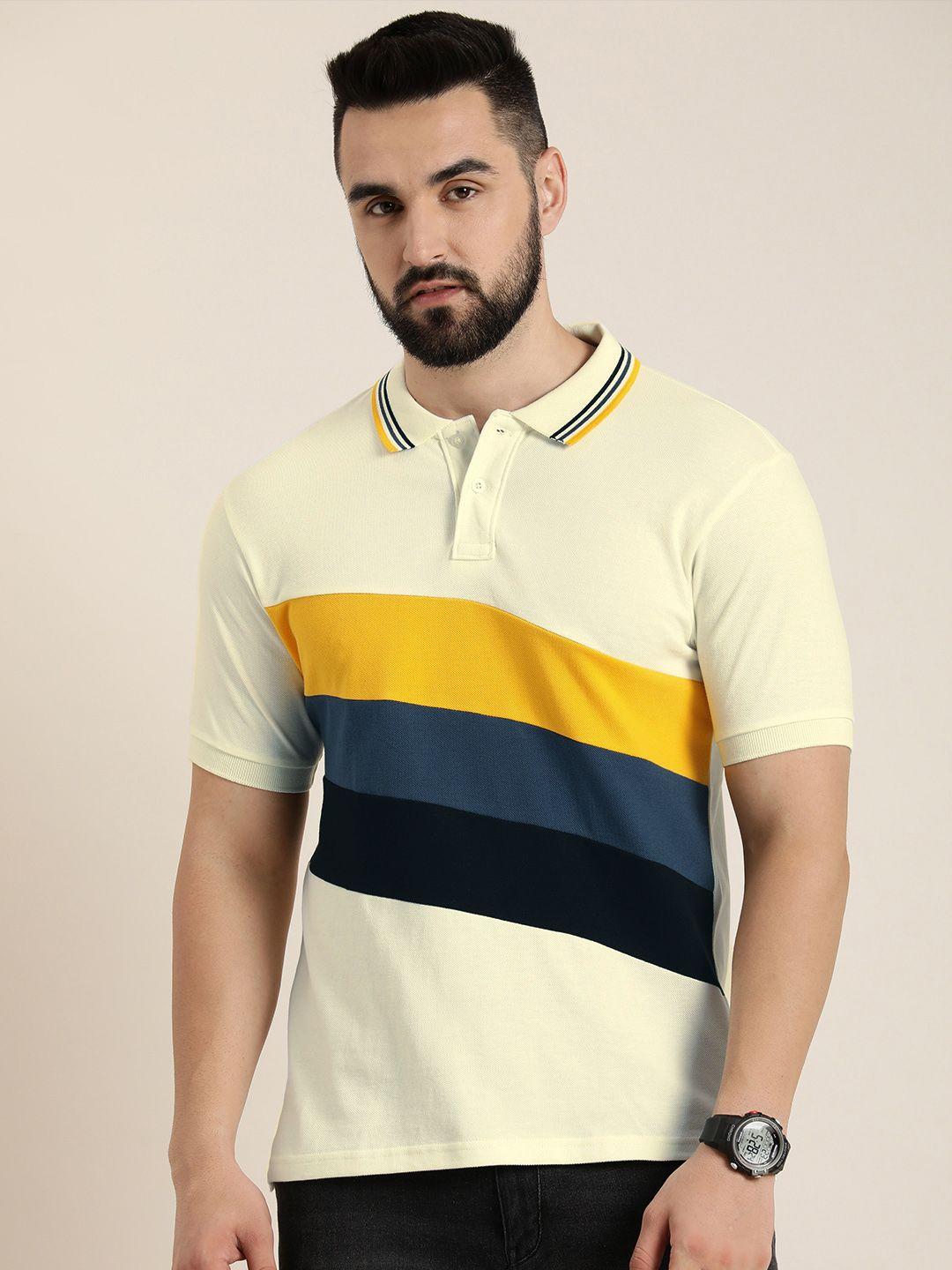 moda rapido colourblocked polo collar pure cotton t-shirt