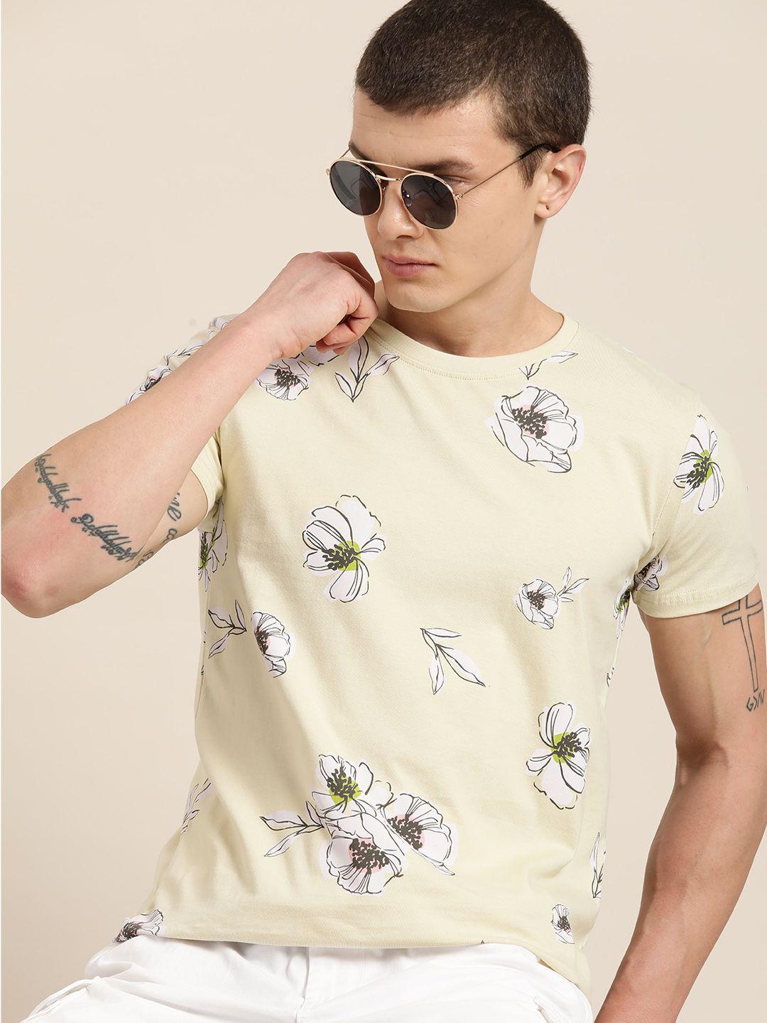 moda rapido floral print pure cotton t-shirt