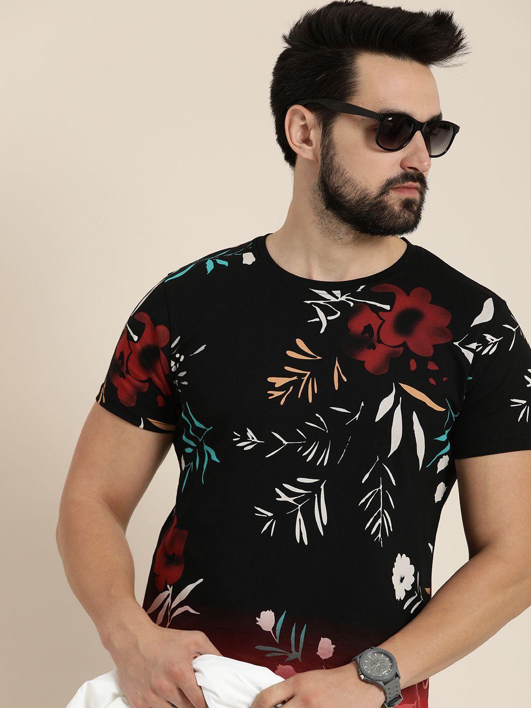 moda rapido floral printed pure cotton t-shirt