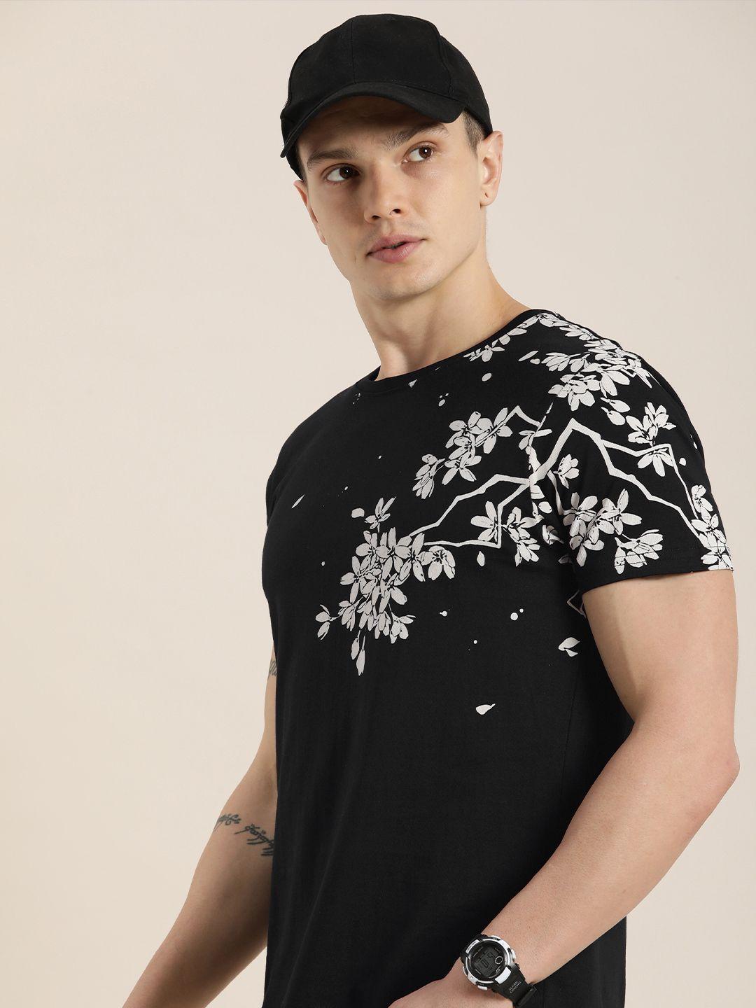 moda rapido floral printed pure cotton t-shirt