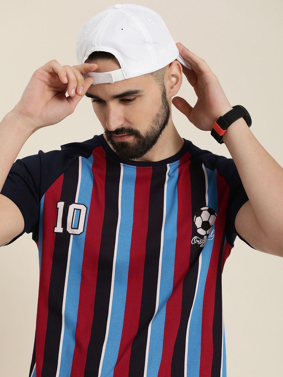 moda rapido football graphic & striped pure cotton t-shirt