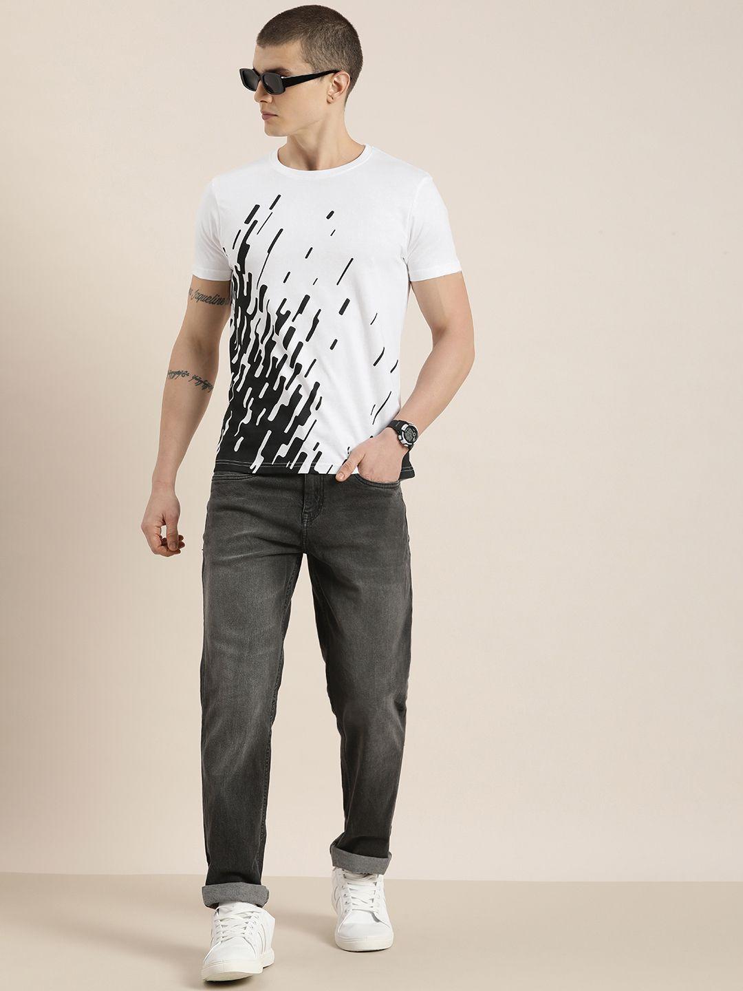 moda rapido geometric printed pure cotton t-shirt