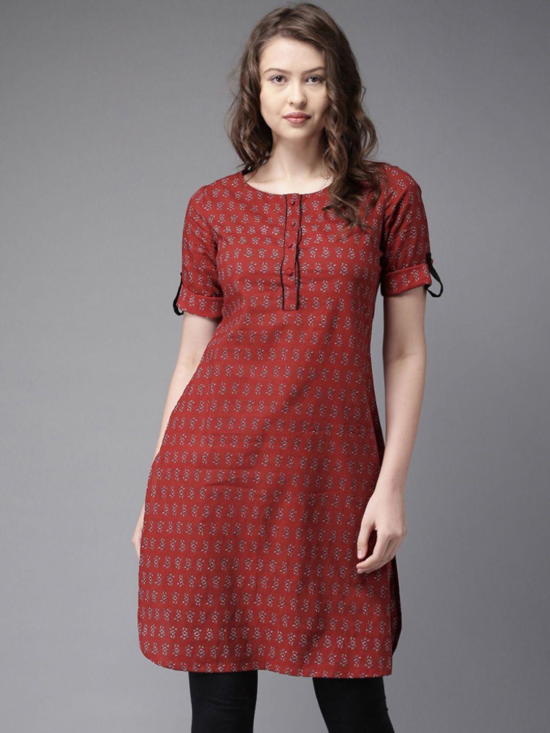 moda rapido maroon printed kurta