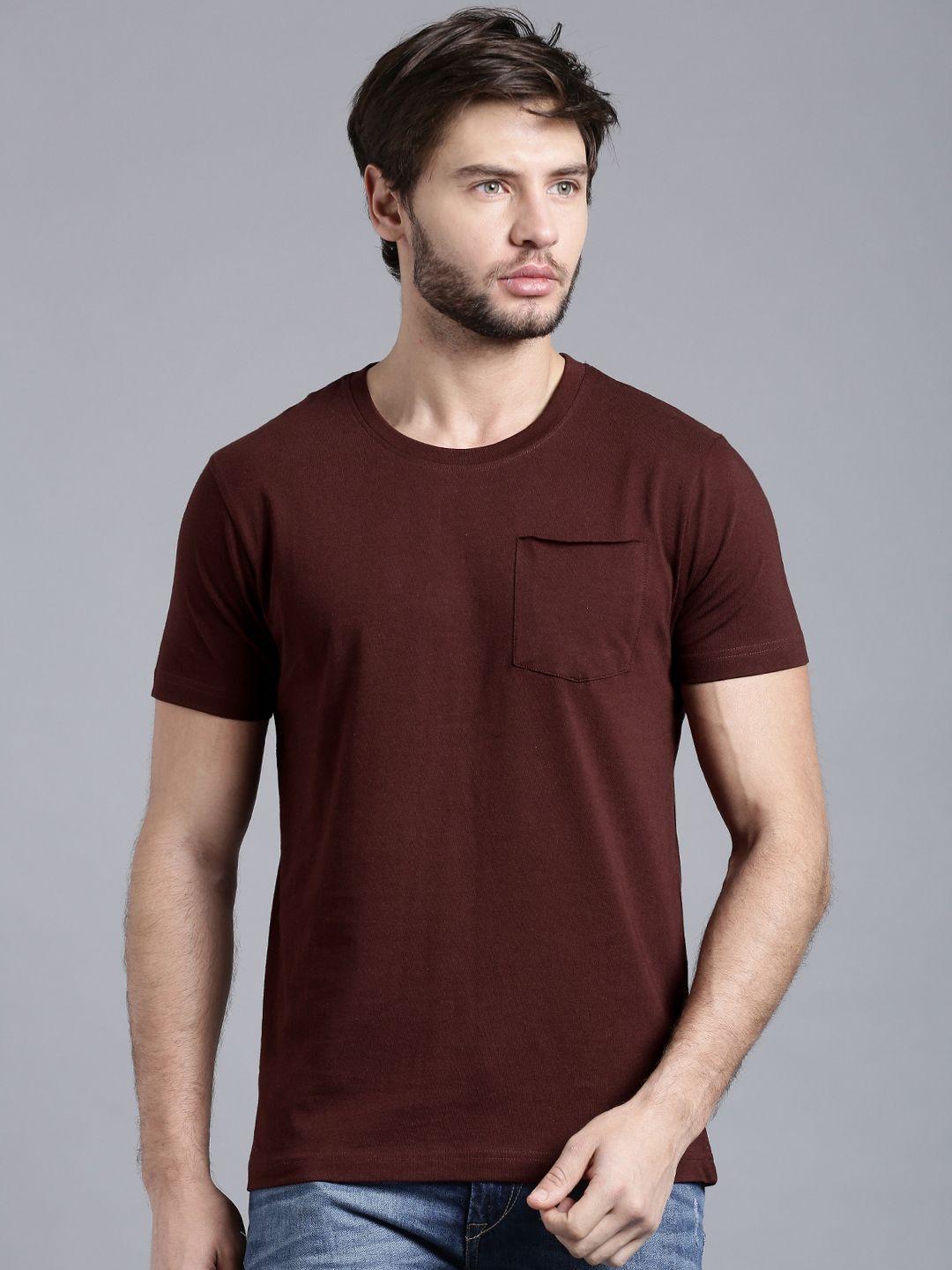 moda rapido maroon pure cotton t-shirt