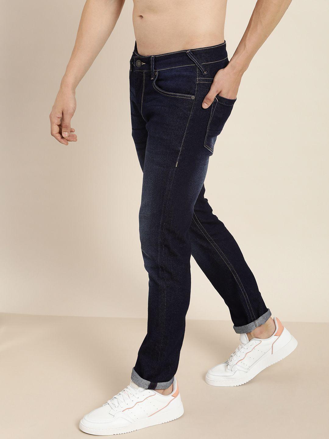 moda rapido men blue low-rise light fade stretchable jeans