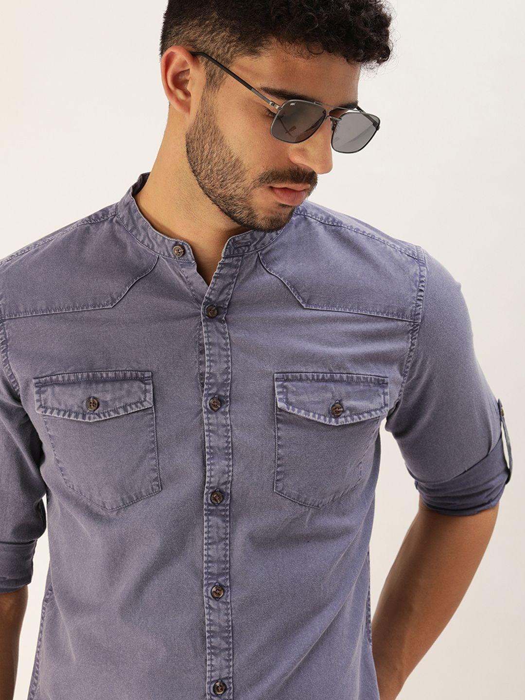 moda rapido men blue slim fit casual shirt