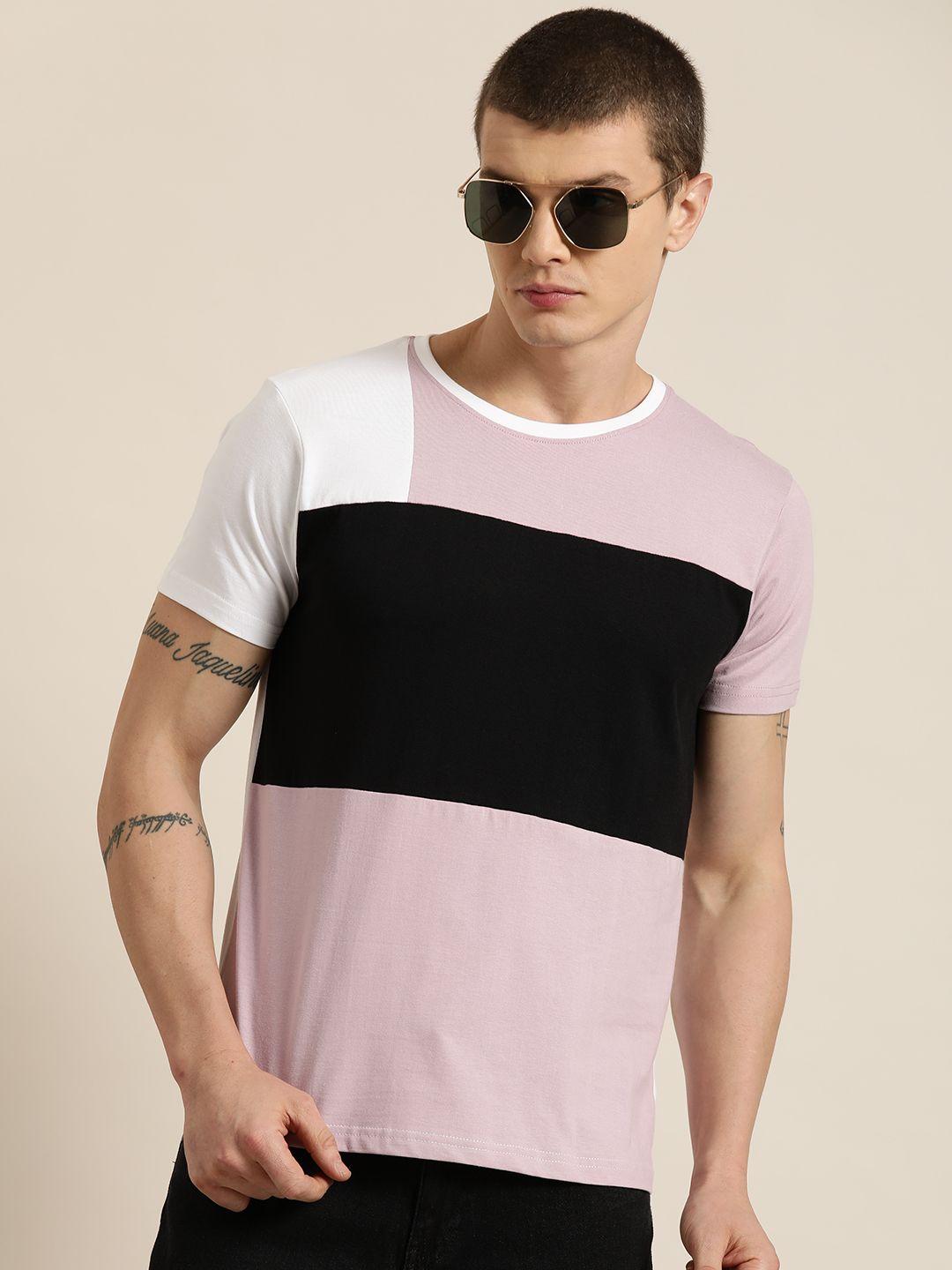 moda rapido men colourblocked pure cotton t-shirt