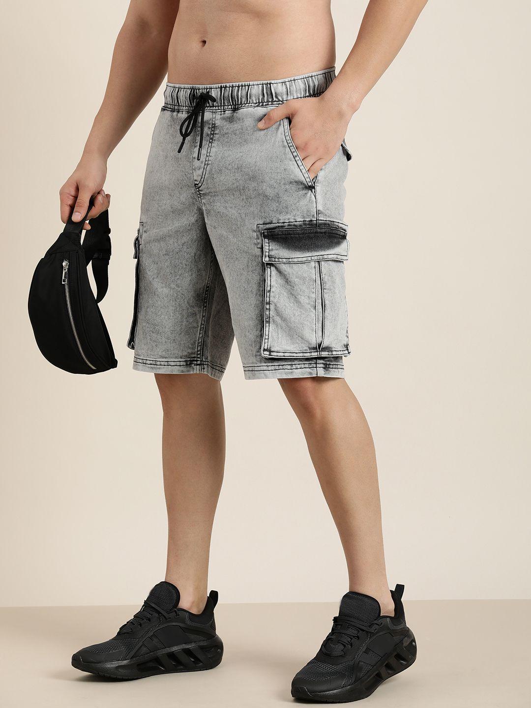 moda rapido men denim mid-rise cargo shorts