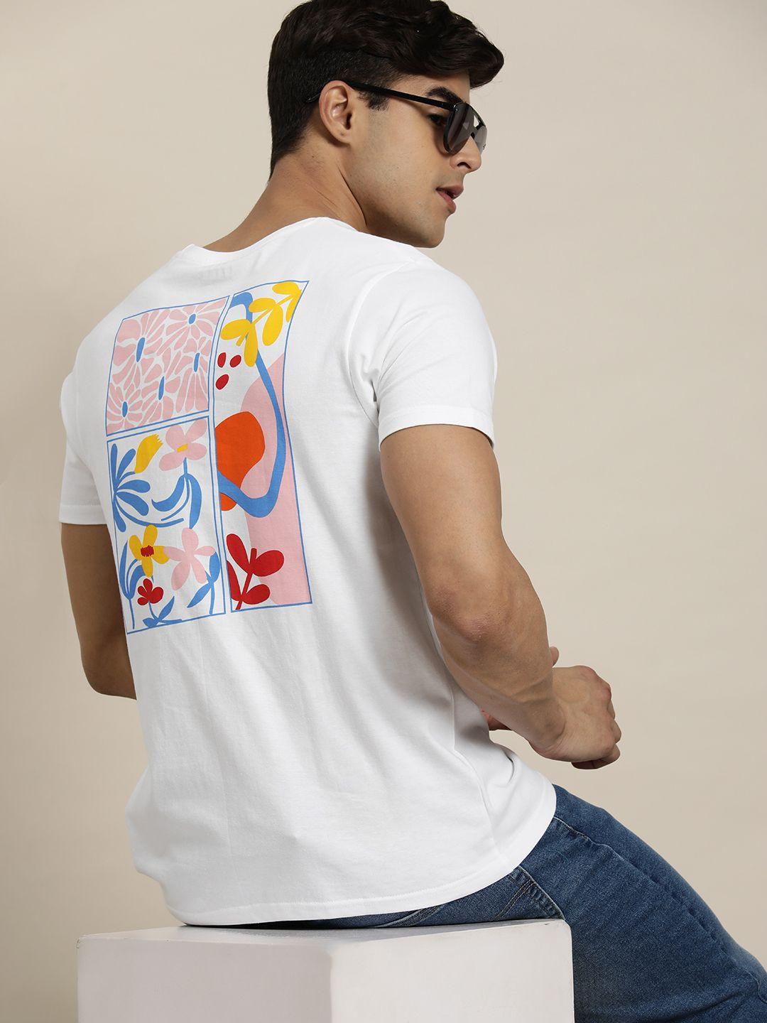 moda rapido men floral printed pure cotton t-shirt