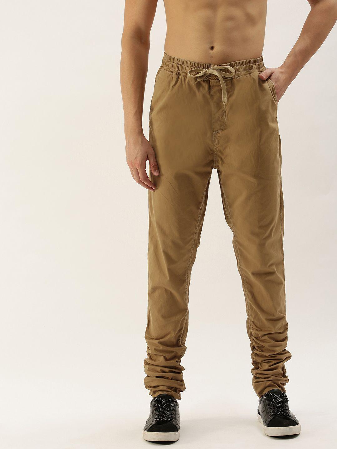 moda rapido men khaki regular fit solid joggers