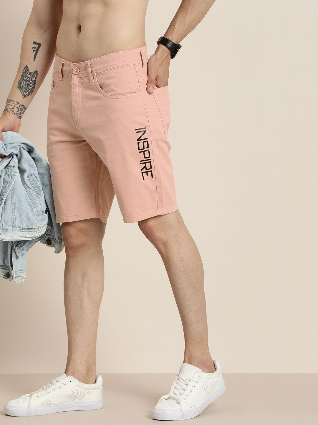 moda rapido men minimal typography detail slim fit chino shorts