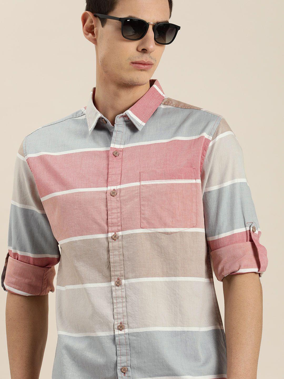 moda rapido men multicoloured slim fit striped casual shirt
