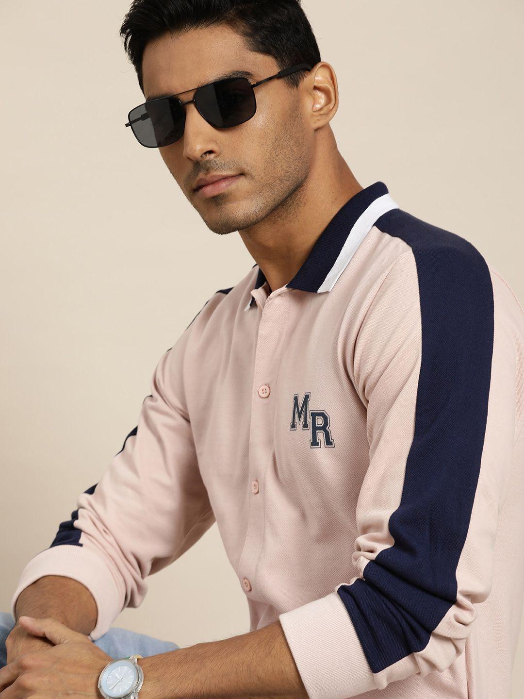 moda rapido men pink pure cotton casual shirt