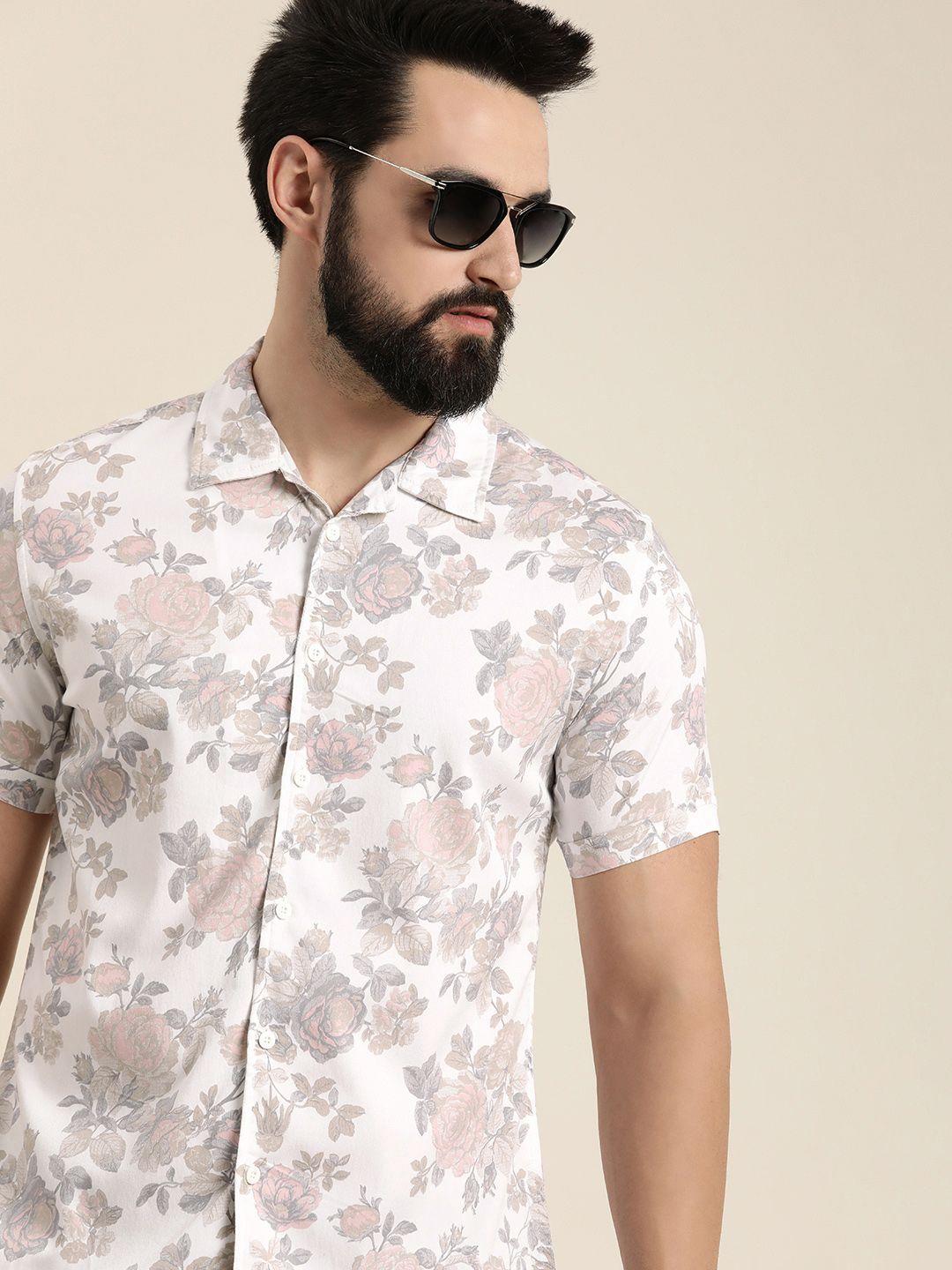 moda rapido men slim fit floral printed casual shirt