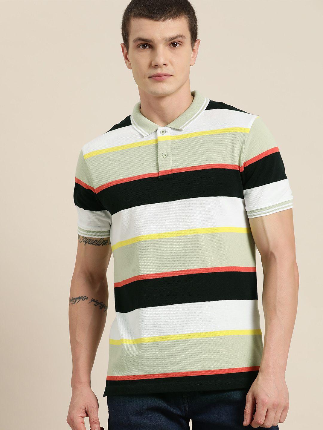 moda rapido men striped polo collar t-shirt