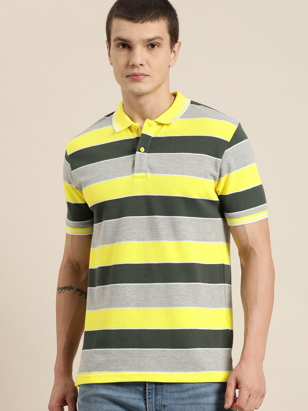 moda rapido men striped polo collar t-shirt