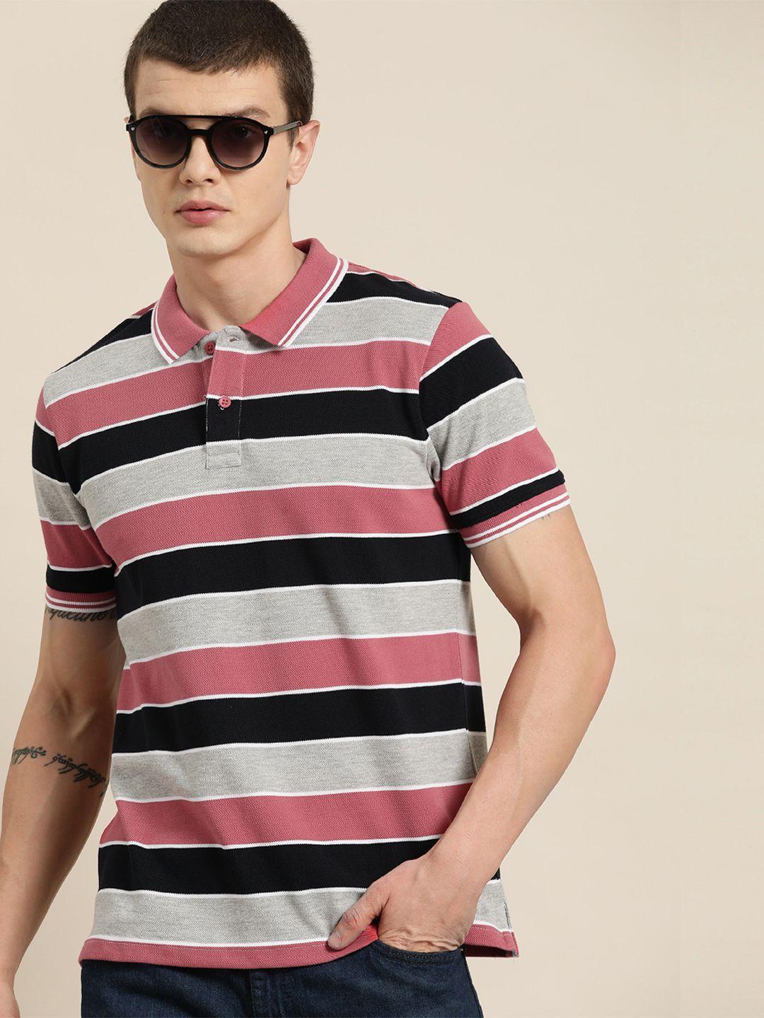 moda rapido men striped polo collar t-shirt