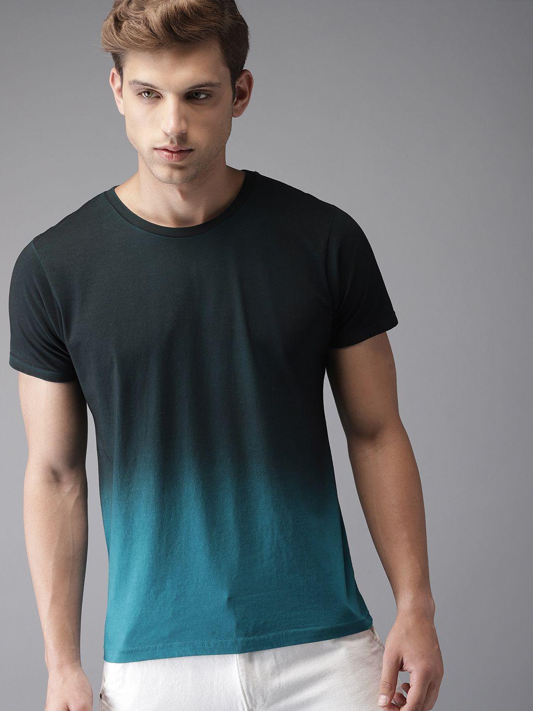 moda rapido men teal dyed round neck t-shirt