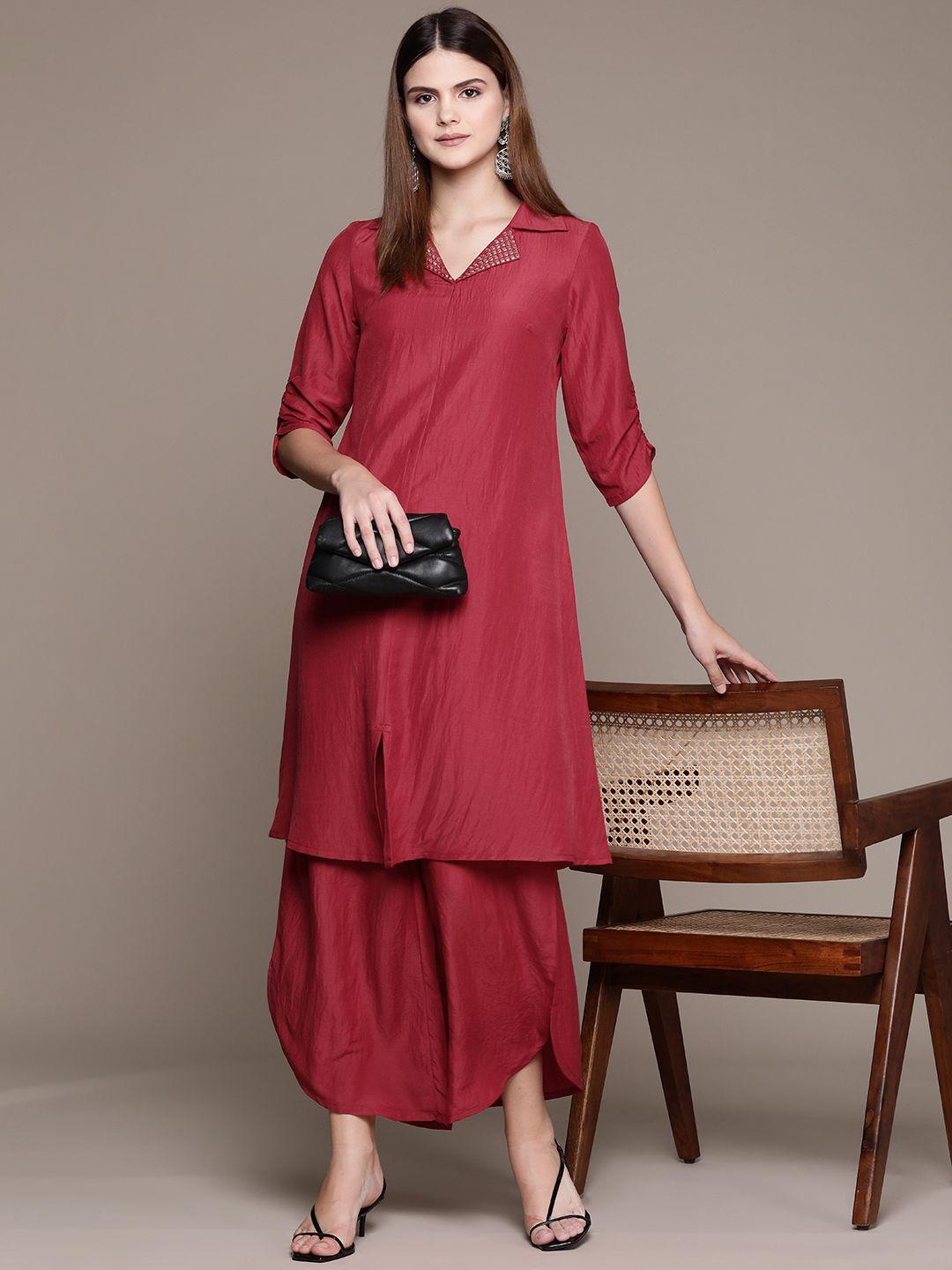 moda rapido mirror work kurta with palazzos