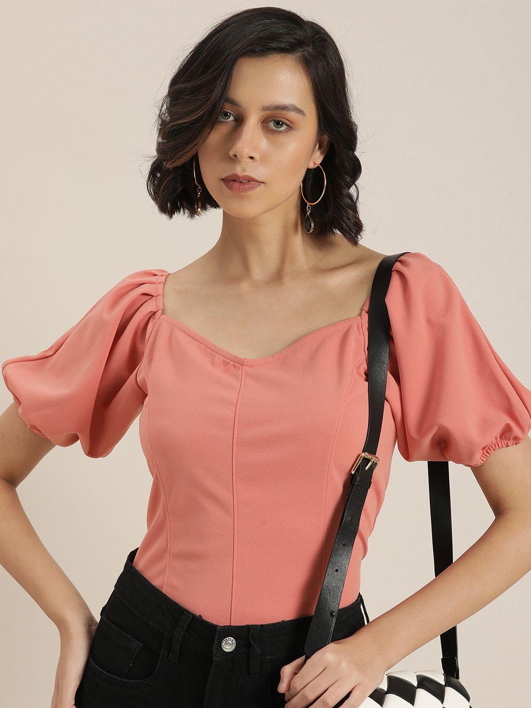 moda rapido peach-coloured regular top