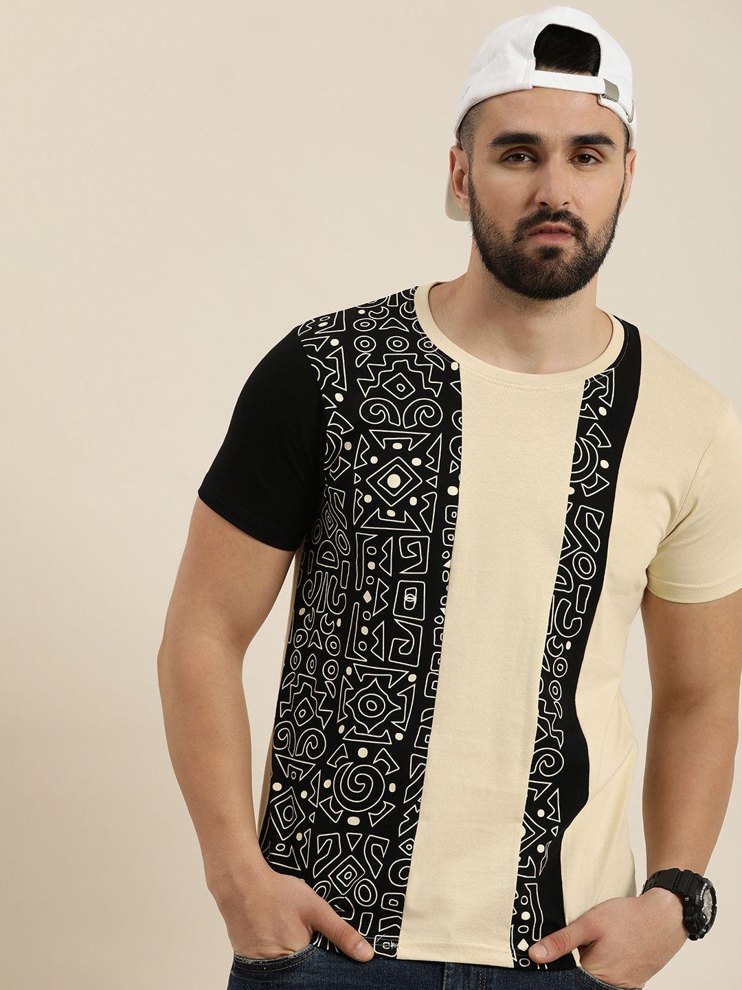 moda rapido pure cotton geometric printed casual t-shirt