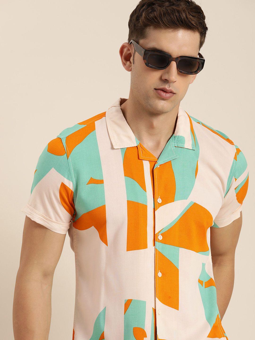 moda rapido slim fit abstract printed casual shirt