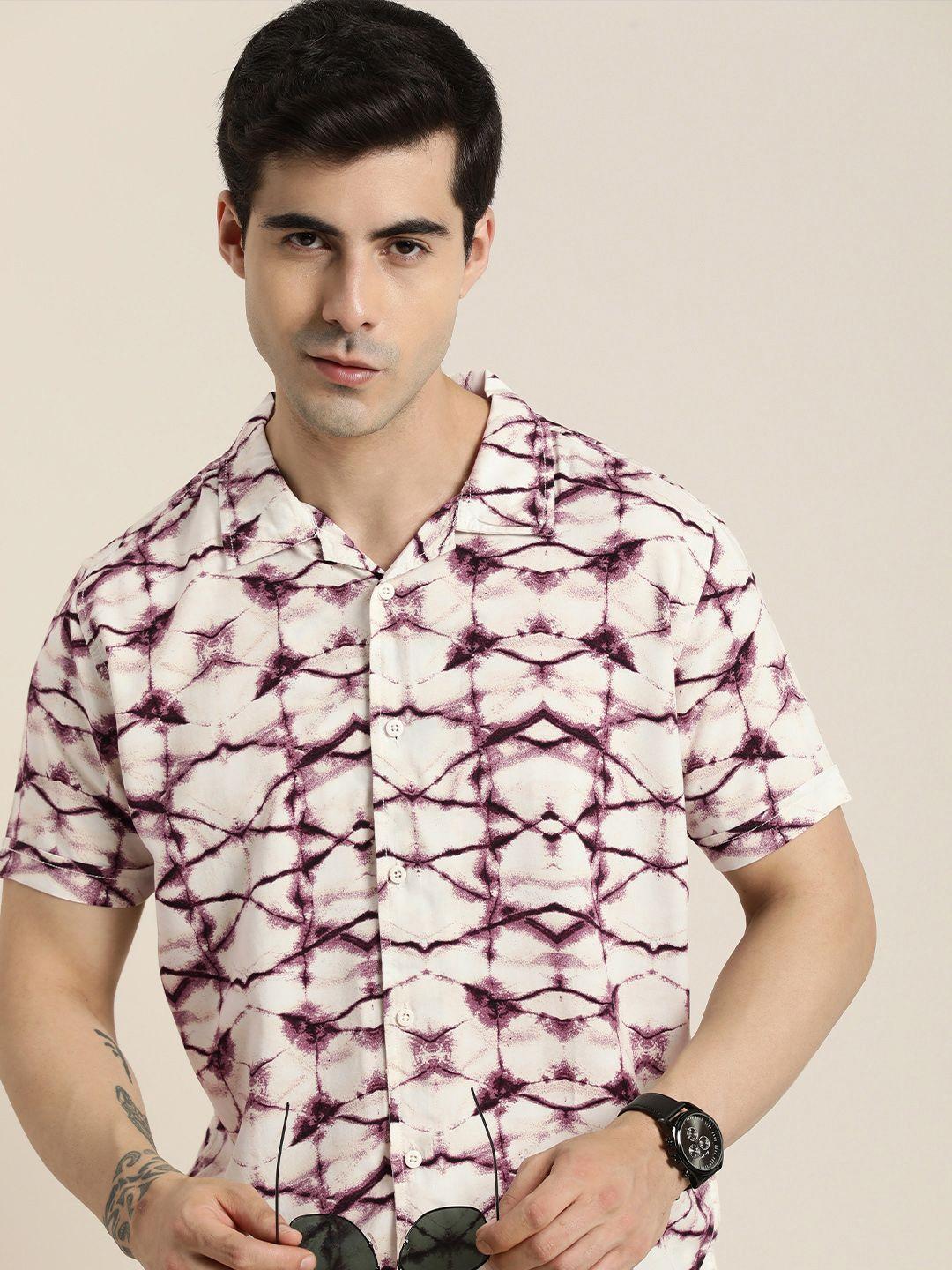 moda rapido slim fit abstract printed casual shirt