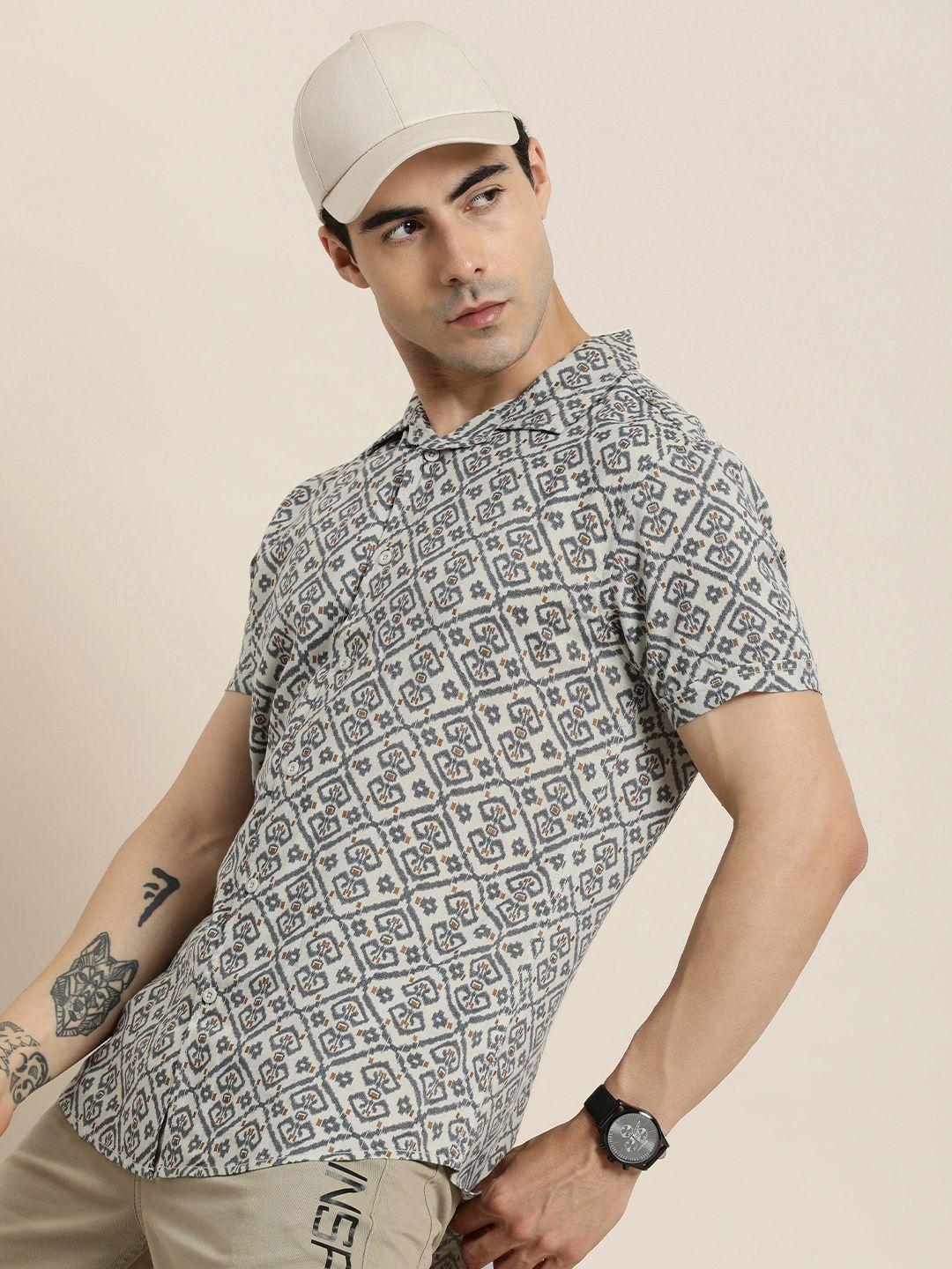 moda rapido slim fit ethnic motifs printed casual shirt