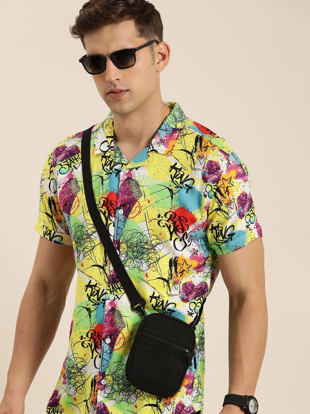 moda rapido slim fit graphic printed casual shirt