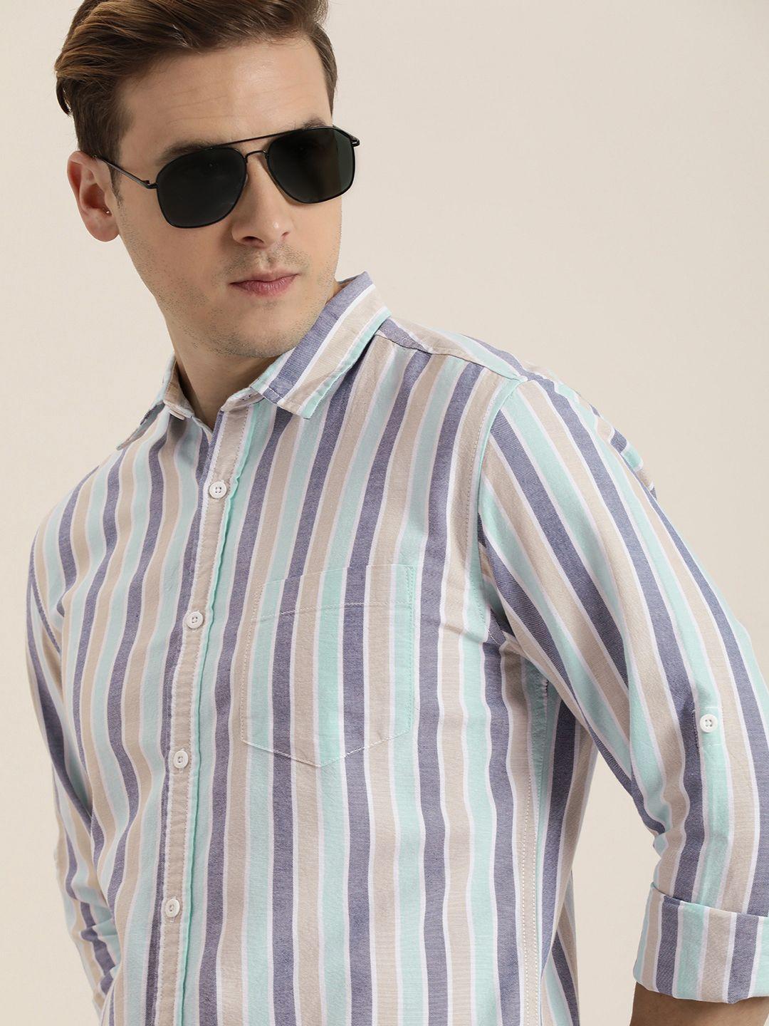 moda rapido slim fit striped casual shirt