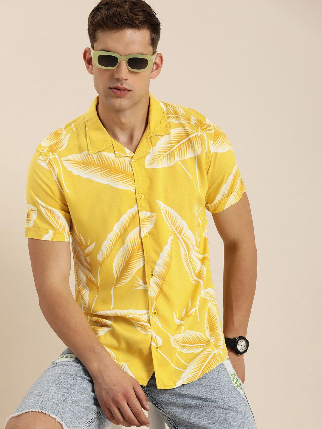 moda rapido slim fit tropical printed casual shirt