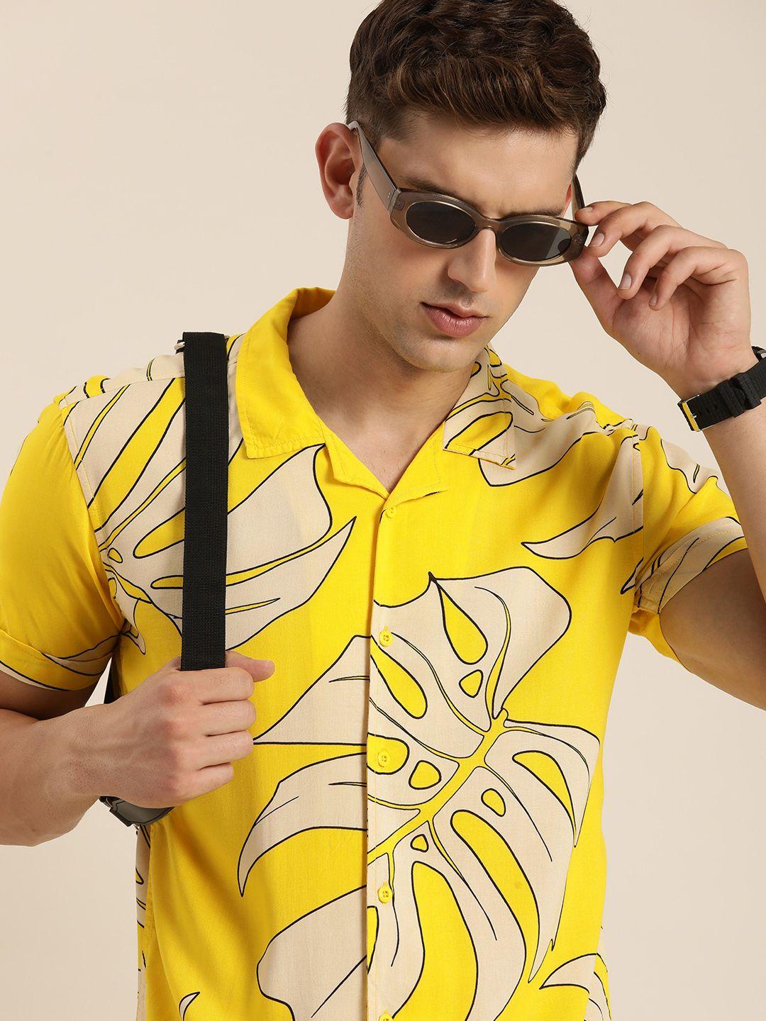 moda rapido slim fit tropical printed casual shirt