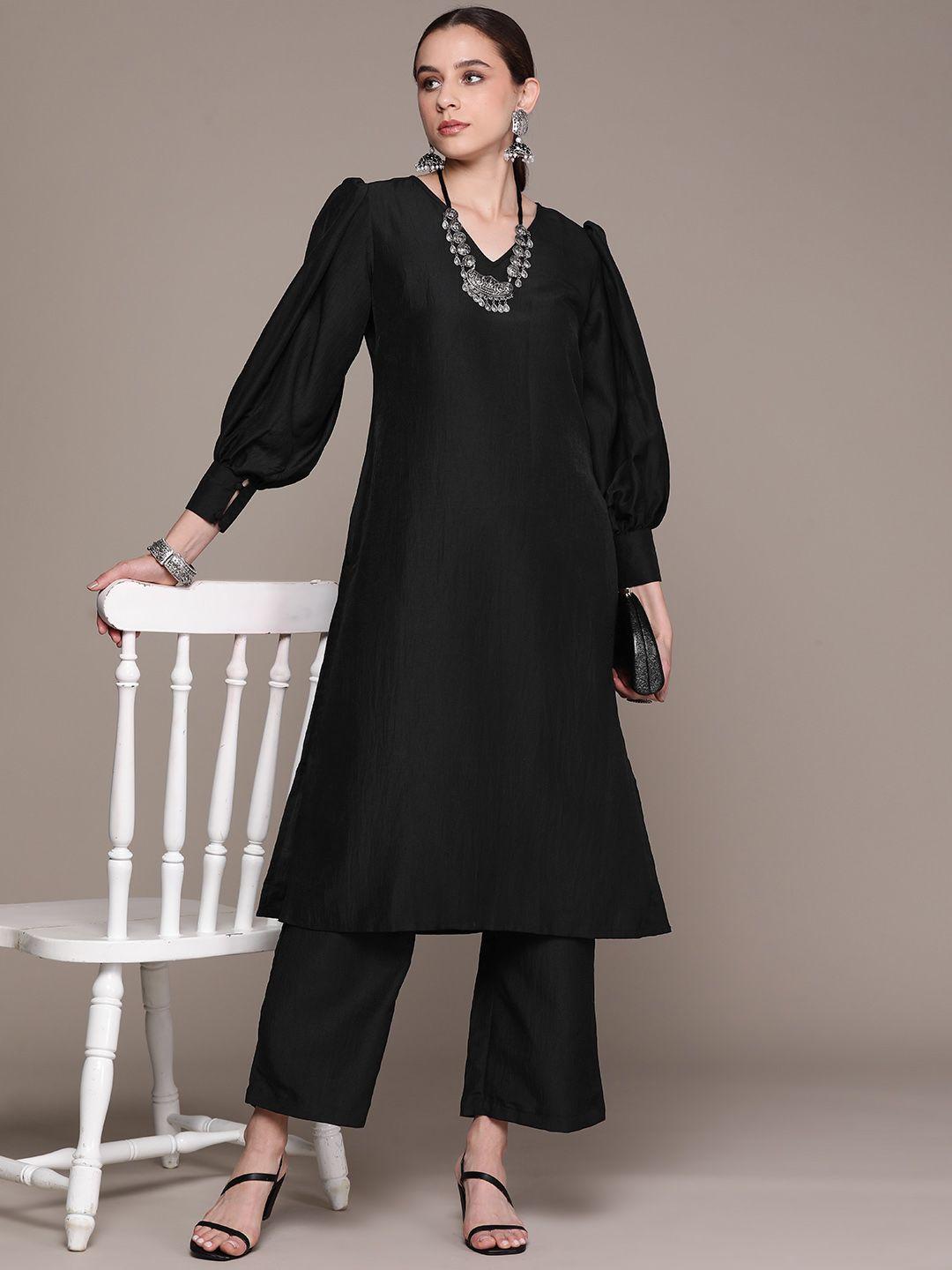 moda rapido solid puff sleeves kurta