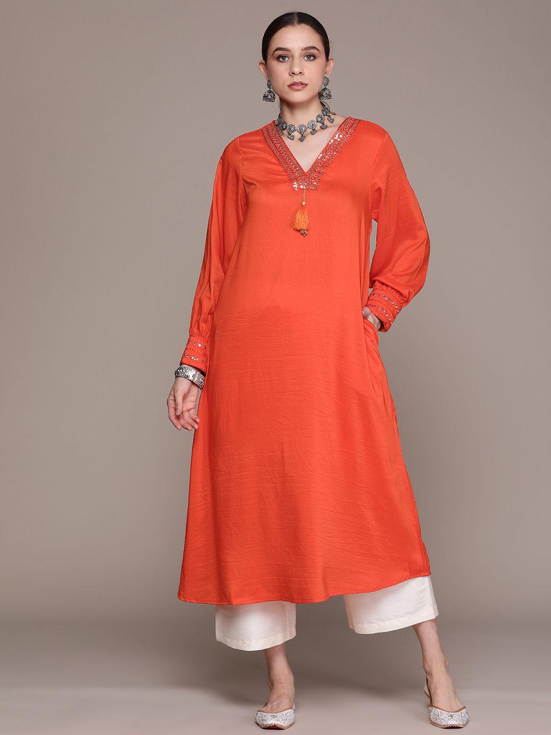 moda rapido solid sequinned kurta