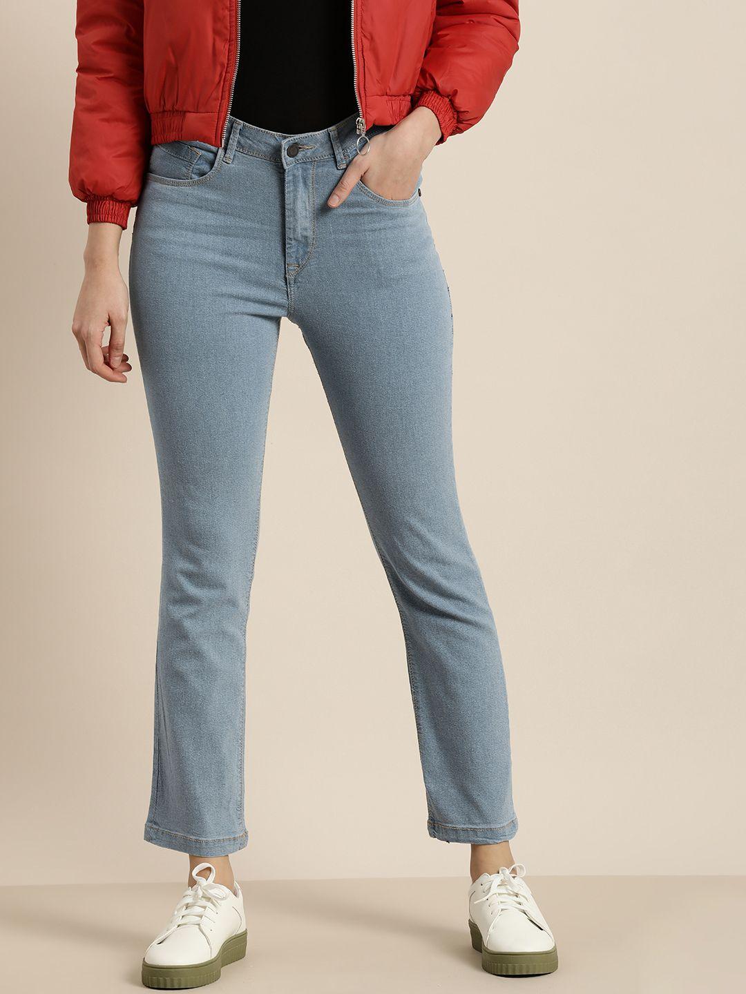 moda rapido straight fit high-rise stretchable cropped jeans