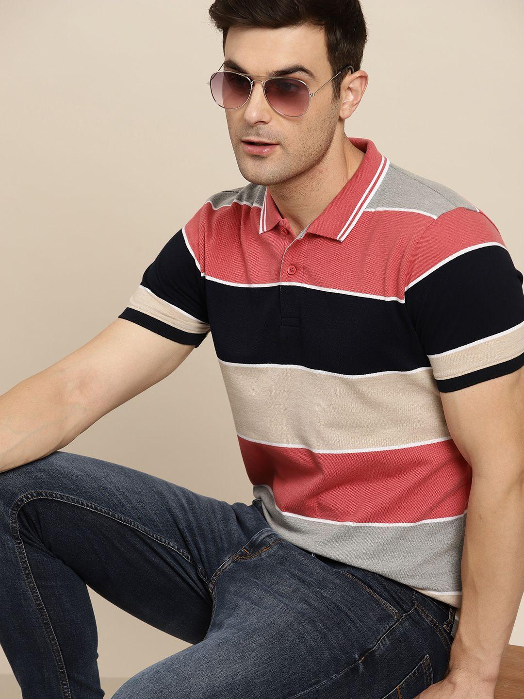 moda rapido striped polo collar t-shirt