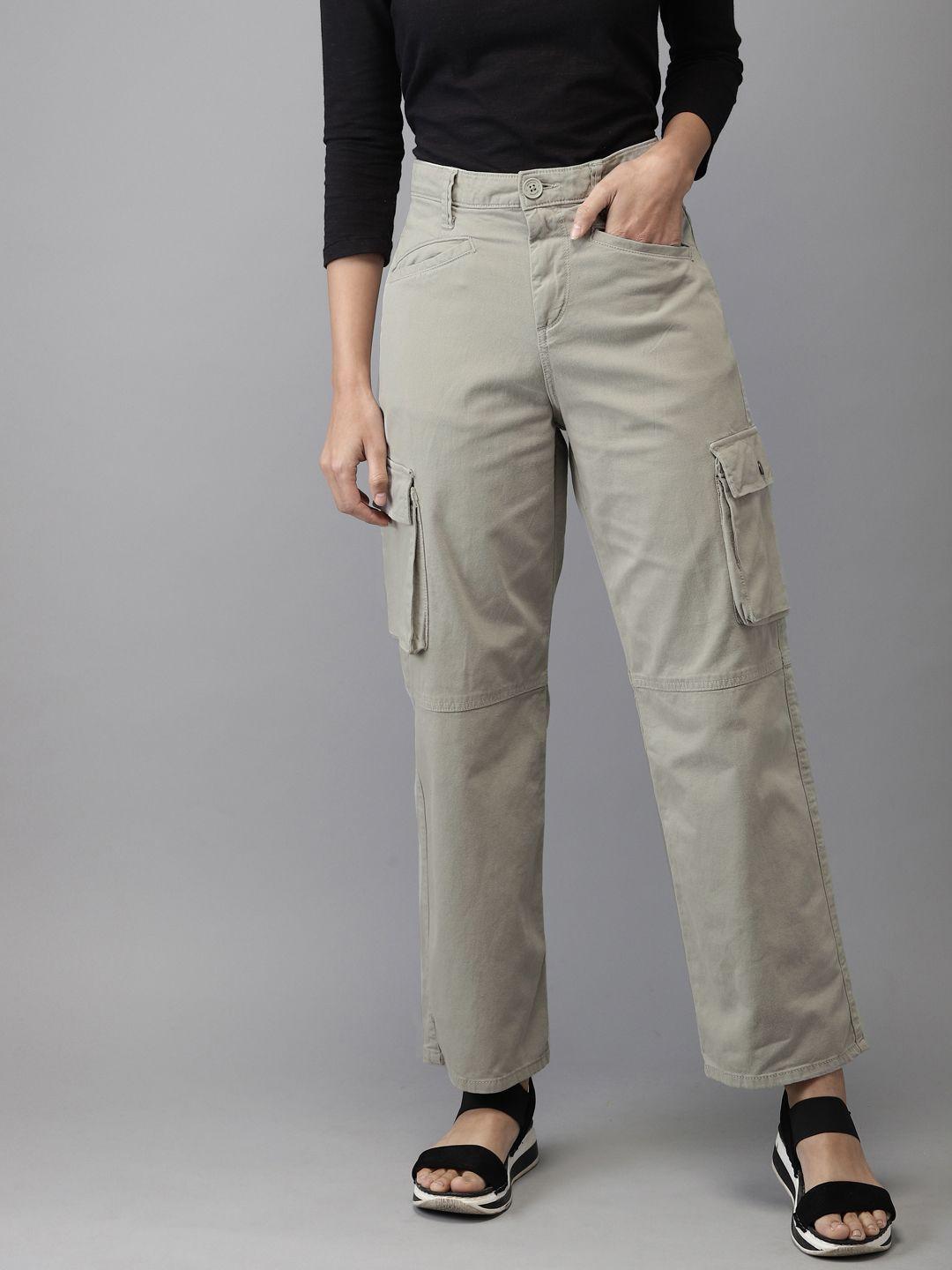 moda rapido women beige solid cargos