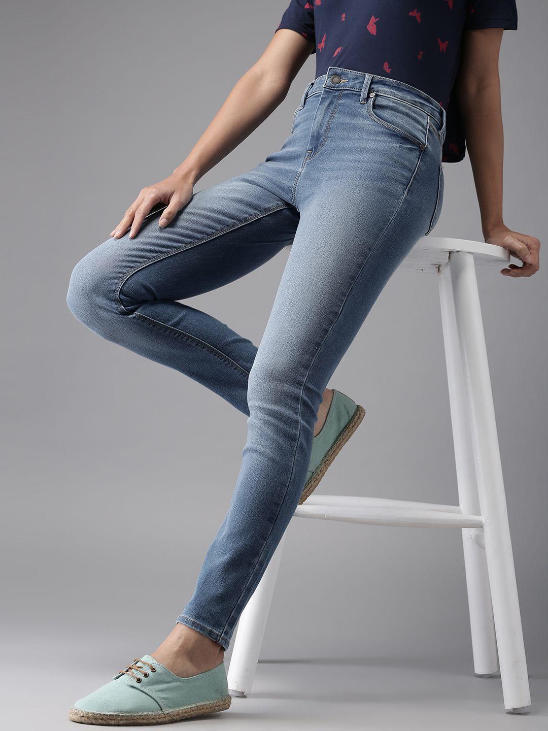 moda rapido women blue skinny fit high-rise clean look stretchable jeans