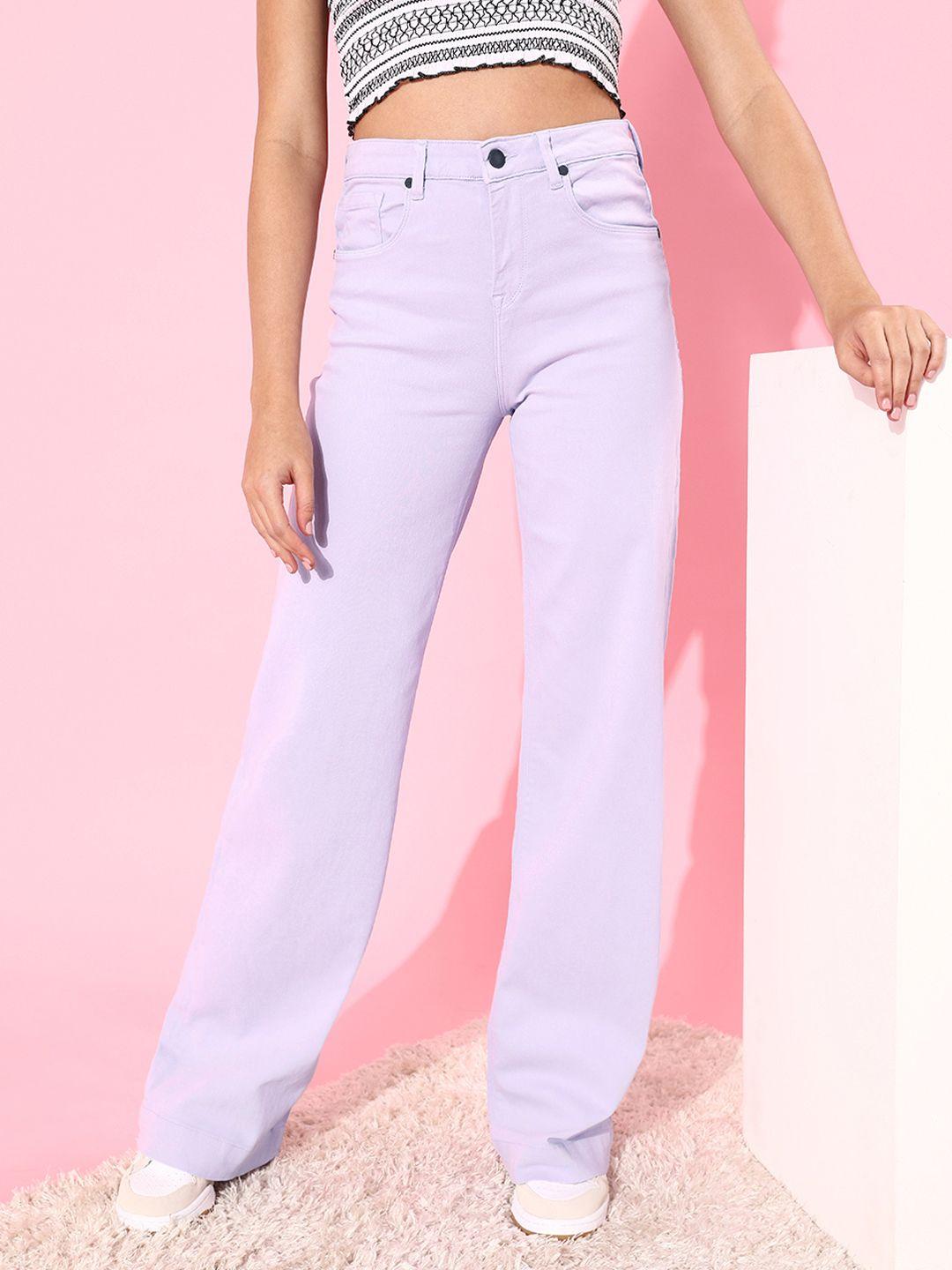 moda rapido women charming lavender flared fit stretchable jeans