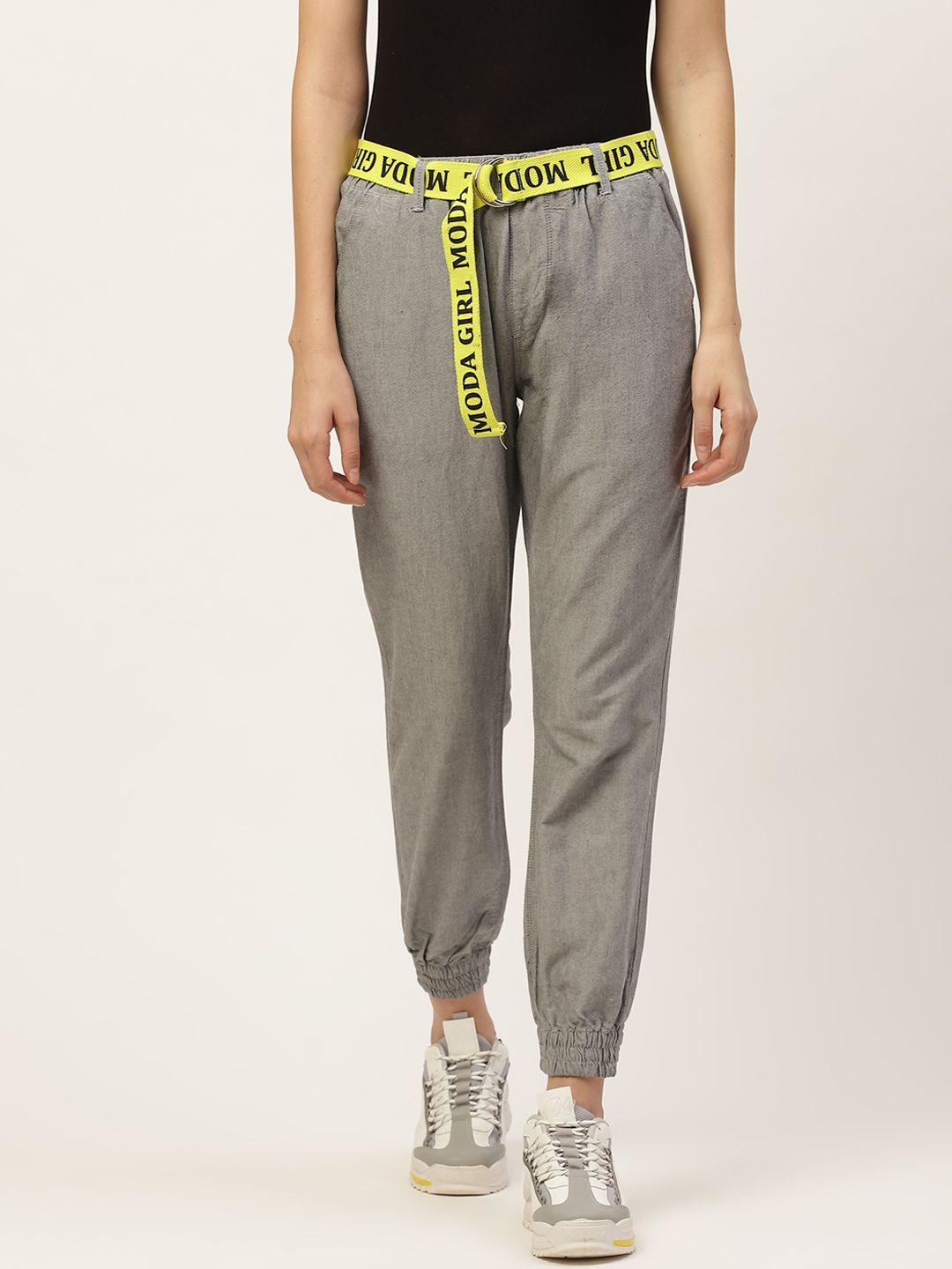 moda rapido women grey joggers & belt