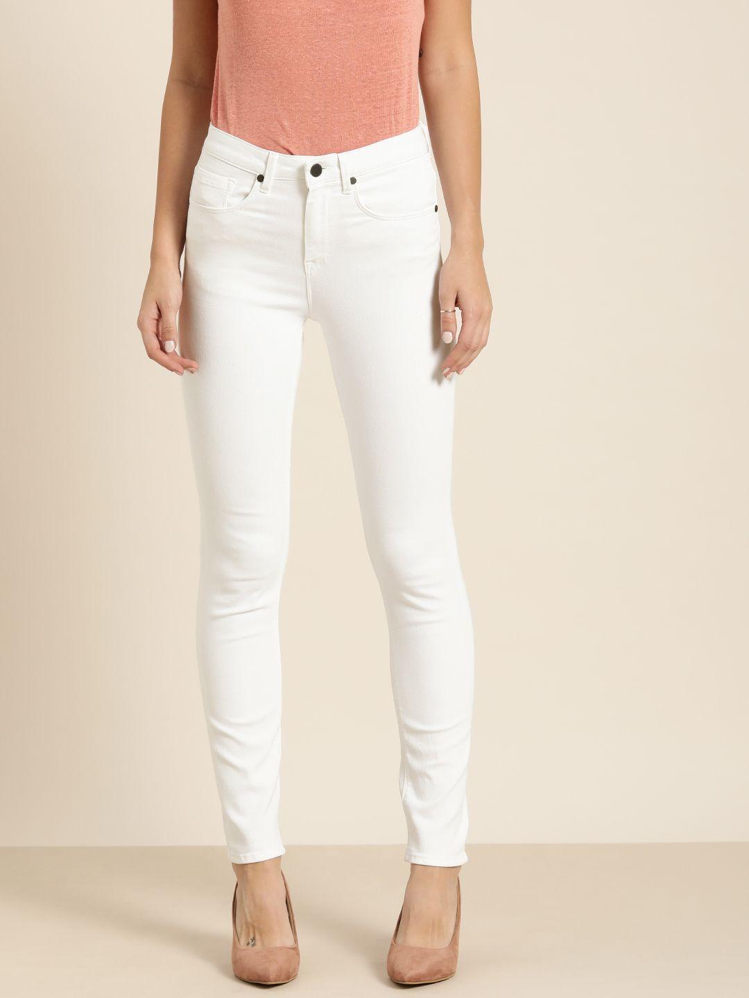 moda rapido women white skinny fit high-rise stretchable jeans