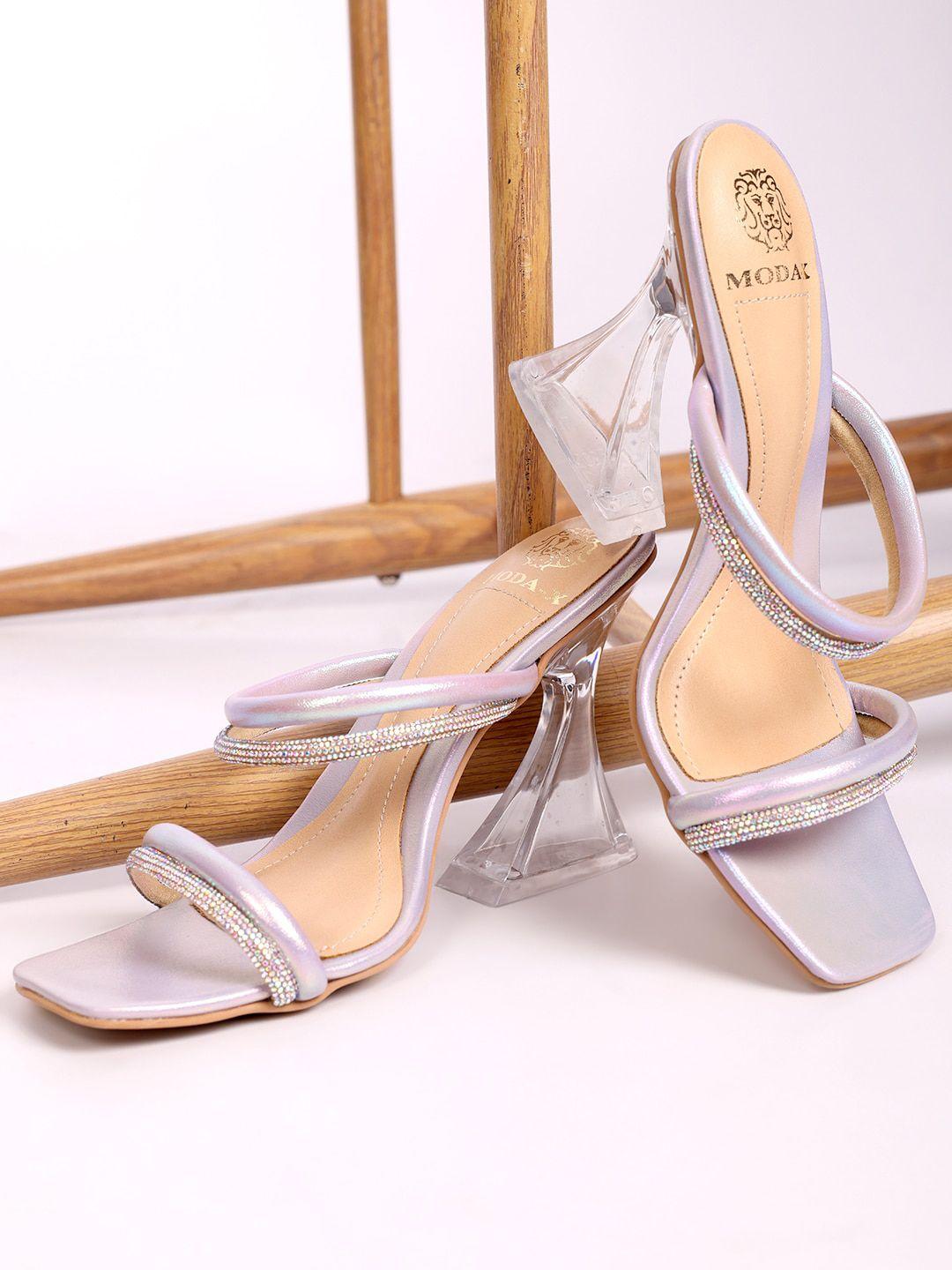 moda-x embellished open toe block heels