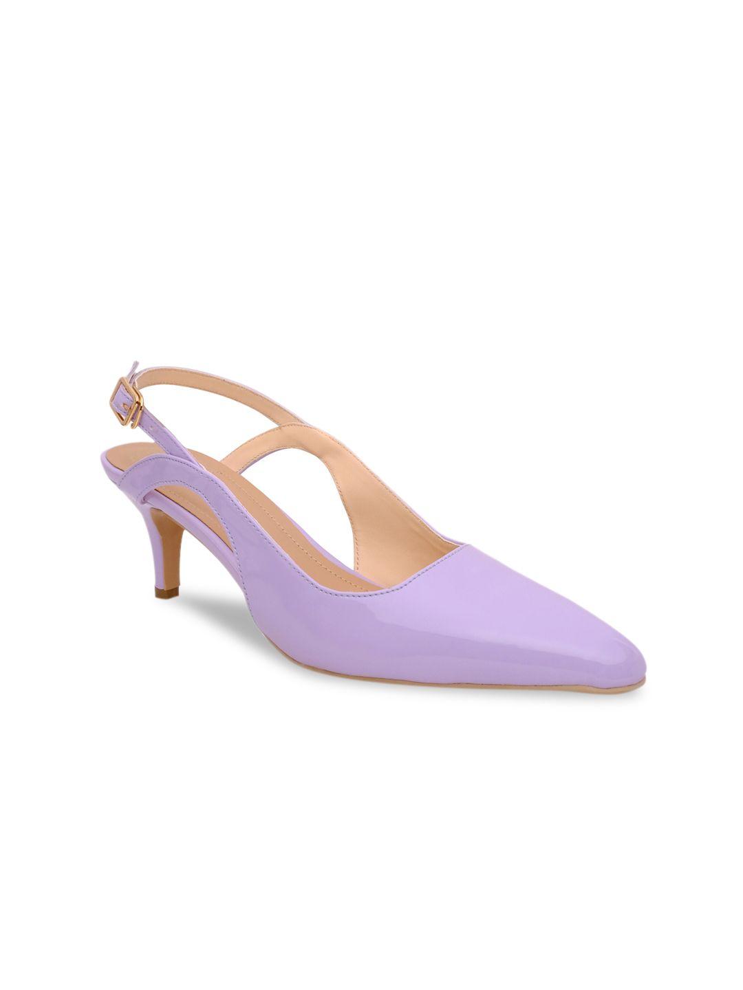 moda-x lavender colourblocked block peep toes with buckles