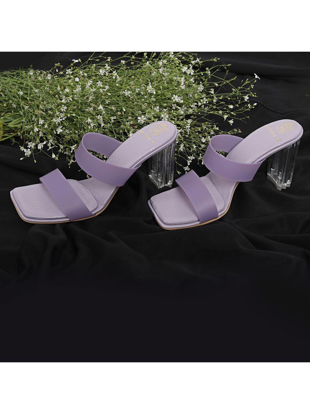 moda-x lavender printed block peep toes sandals