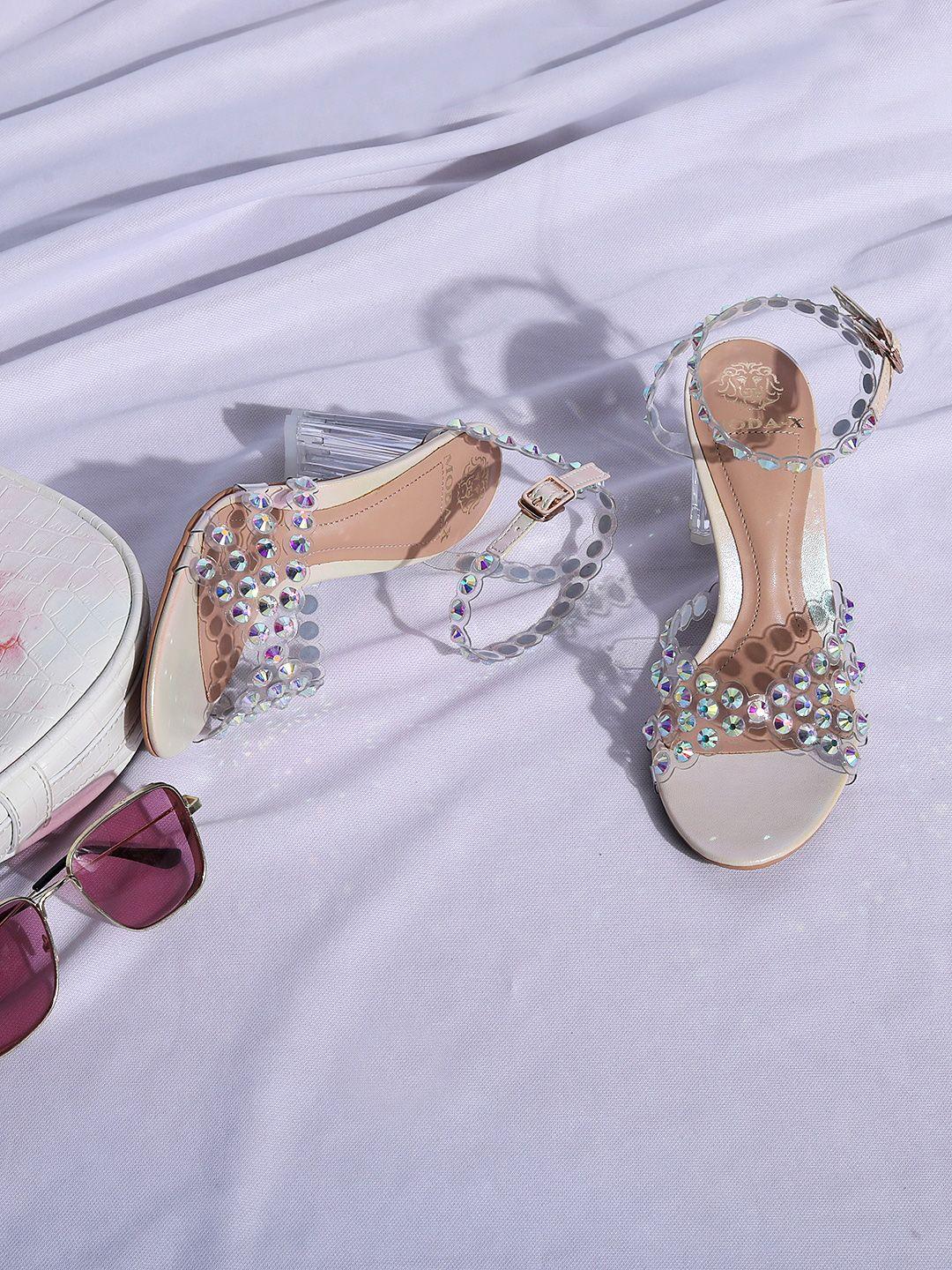 moda-x embellished open toe block heels