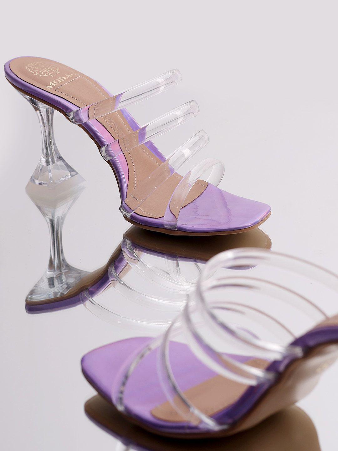 moda-x transparent open toe block heels
