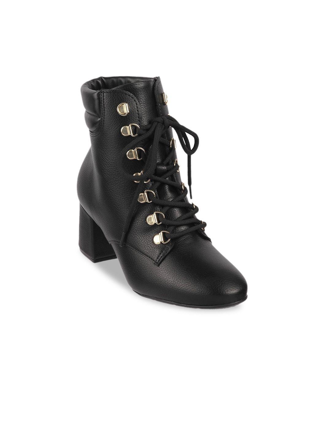 modare women black soild casual chunky boots