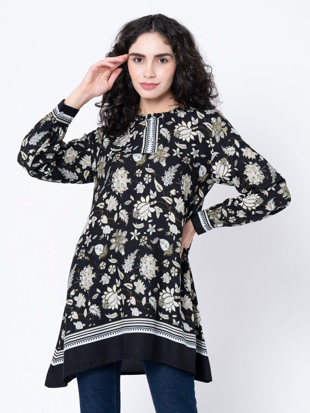mode by red tape black floral print top